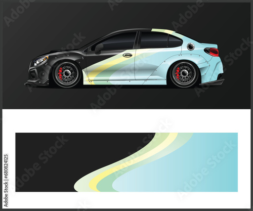 Racing truck wrap design vector. Graphic abstract stripe racing background kit designs for wrap vehicle