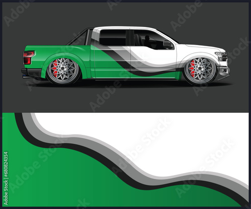 Racing truck wrap design vector. Graphic abstract stripe racing background kit designs for wrap vehicle