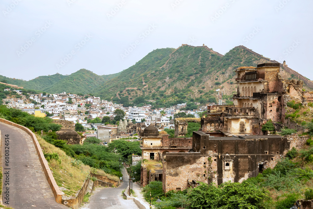 Obraz premium panoramic view from the top of Amer also known as Amber fort,Jaipur,Rajasthan,India.