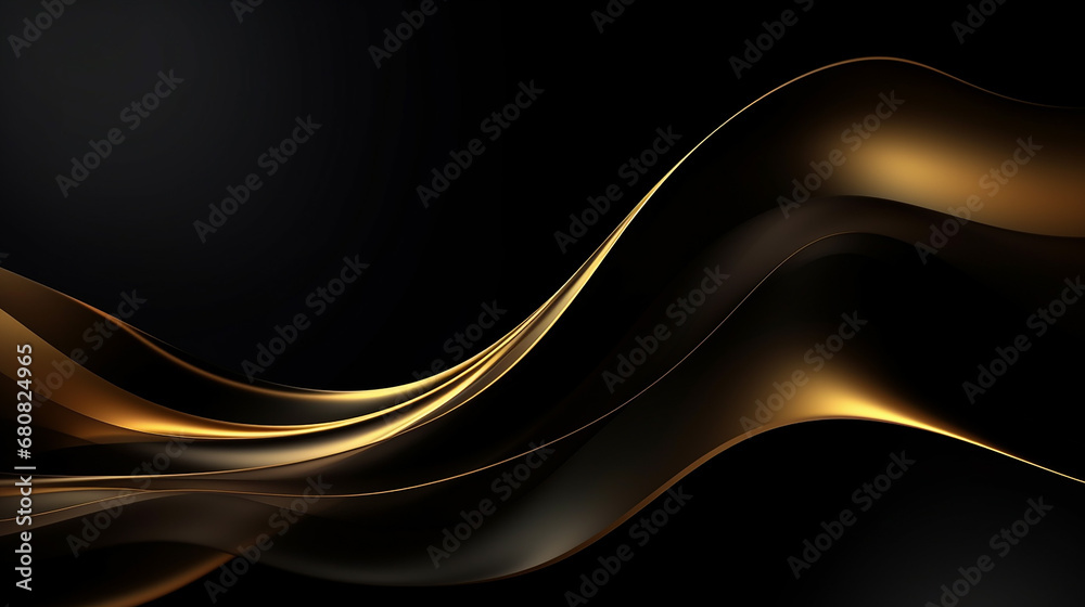 Fototapeta premium golden wave on black background luxury modern concept
