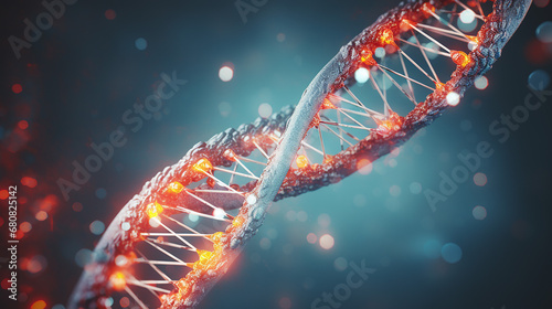 clear DNA strand 3d rendering