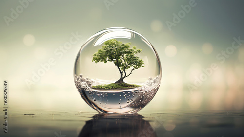 drop of water with tree inside 3d rendering