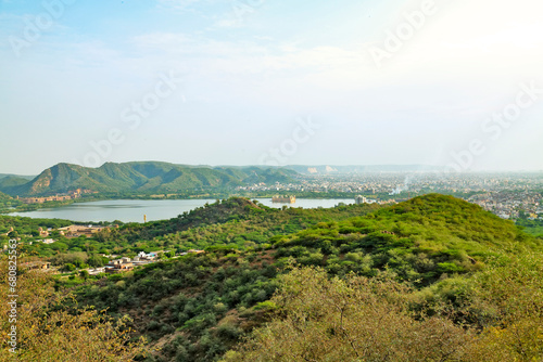 panoramic view from the top of Amer also known as Amber fort,Jaipur,Rajasthan,India.