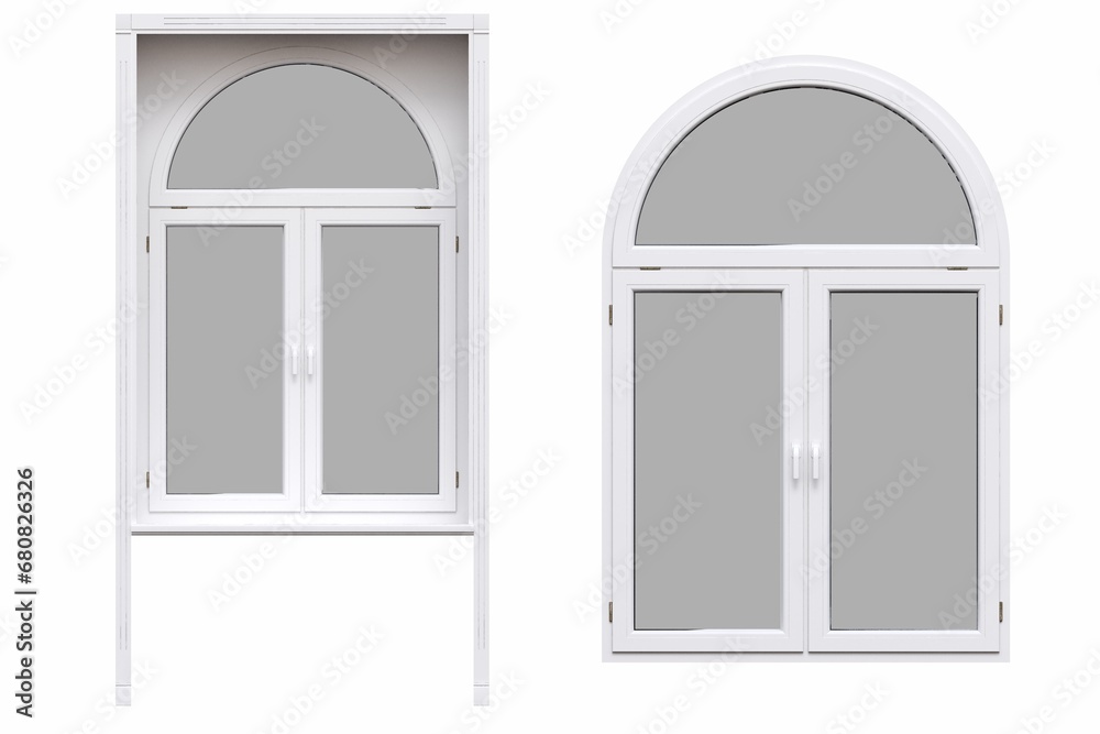 windows in the interior isolated on white background, 3D illustration, cg render windows in the interior isolated on white background, 3D illustration, cg render