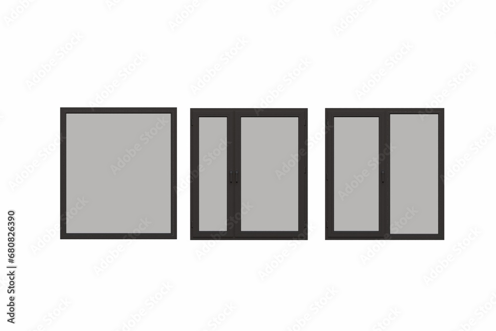 windows in the interior isolated on white background, 3D illustration, cg render windows in the interior isolated on white background, 3D illustration, cg render