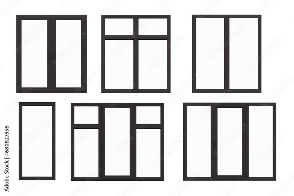 windows in the interior isolated on transparent background, 3D illustration, cg render windows in the interior isolated on transparent background, 3D illustration, cg render