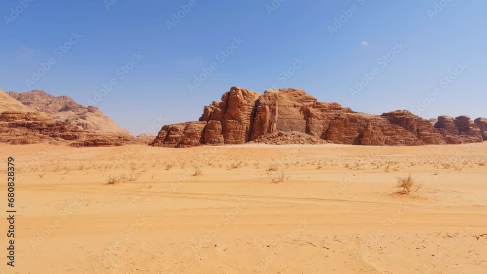 Observing rock formations of Wadi Rum desert, Jordan. Tourist POV, real time Observing rock formations of Wadi Rum desert, Jordan. Tourist POV, real time