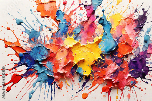 Abstract colorful paint splashes on a white background, close-up © Юлия Васильева