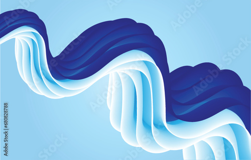 Obraz na plátne Abstract blue and white background with 3d wavy lines