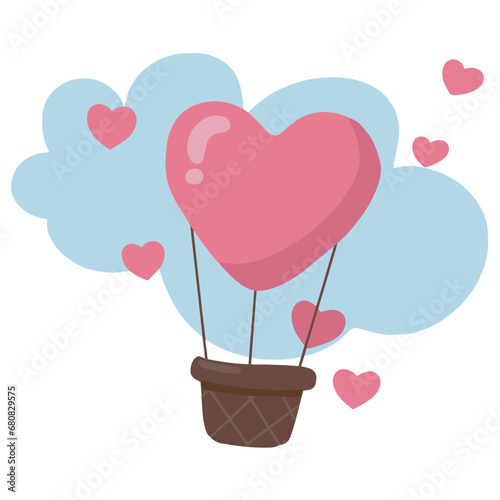 Pink love air balloons illustration