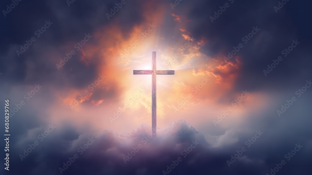 Cross with Foggy Background and Vivid Colors