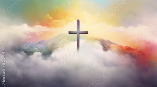 Cross with Foggy Background and Vivid Colors