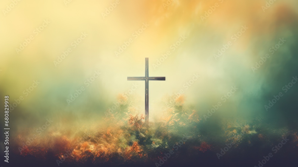 Cross with Foggy Background and Vivid Colors