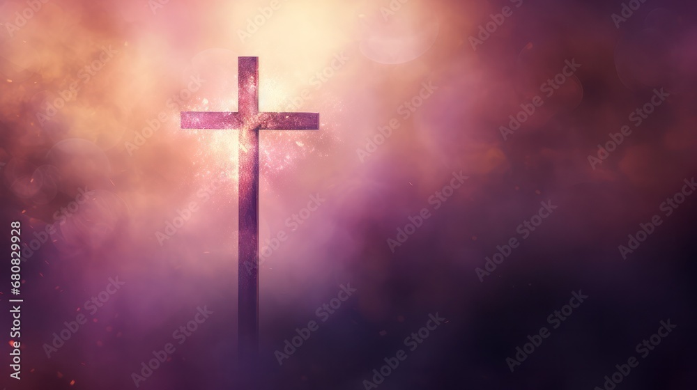 Fototapeta premium Cross with Foggy Background and Vivid Colors