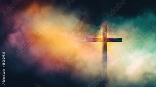 Cross with Foggy Background and Vivid Colors