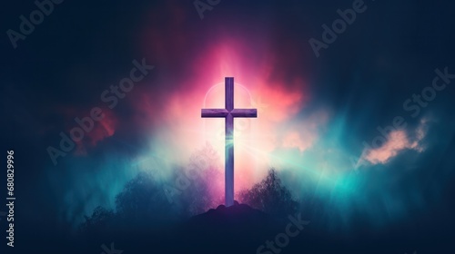 Cross with Foggy Background and Vivid Colors