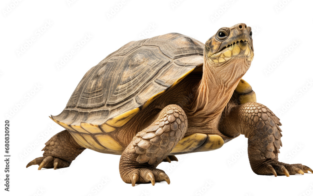 Marvelous Brown Giant River Turtle Isolated on Transparent Background PNG.