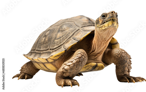 Marvelous Brown Giant River Turtle Isolated on Transparent Background PNG.