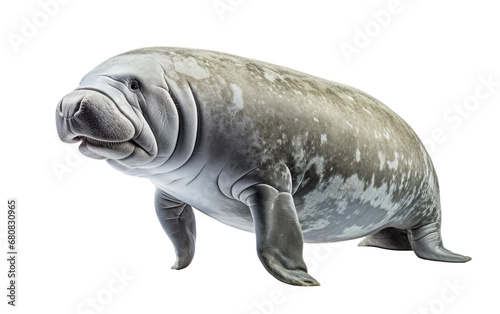 Charming Silver Color Angry Manatee Isolated on Transparent Background PNG.