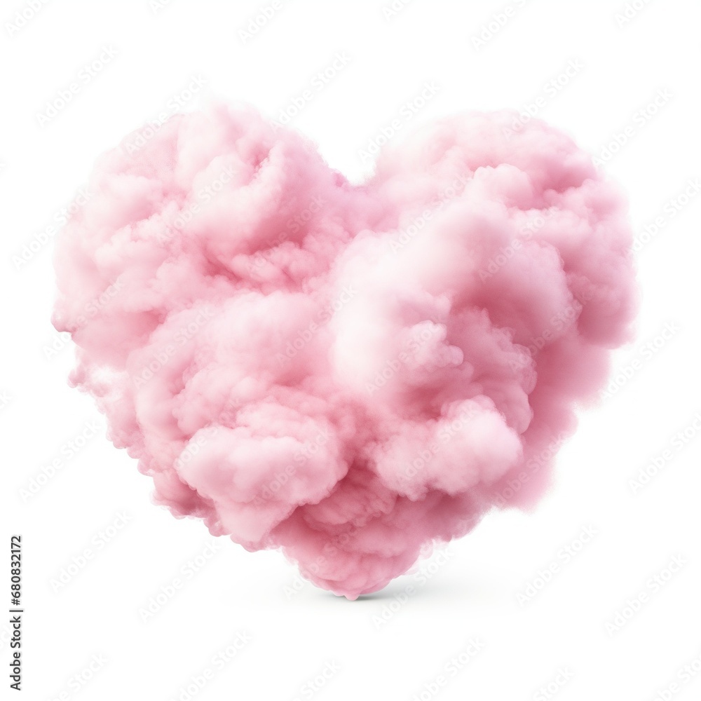 Cloud in the Form of a Heart in Pink Colors Isolated on White Background