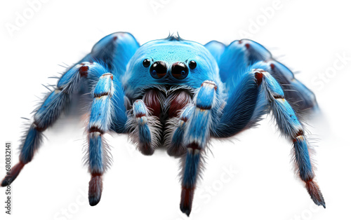 Fascinating Long Legs Blue Tarantula Isolated on Transparent Background PNG.