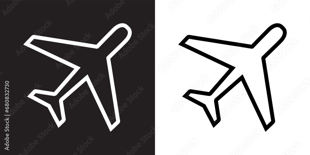 Airplane icon vector. Airplane sign symbol in trendy flat style. Airplane vector icon illustration isolated on black and white background