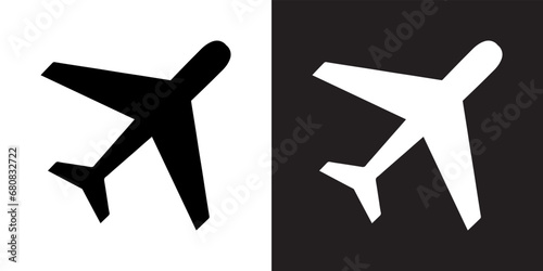 Airplane icon vector. Airplane sign symbol in trendy flat style. Airplane vector icon illustration isolated on white and black background