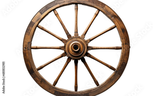 Circular Wooden Colorful Carriage Wheel Isolated on Transparent Background PNG.