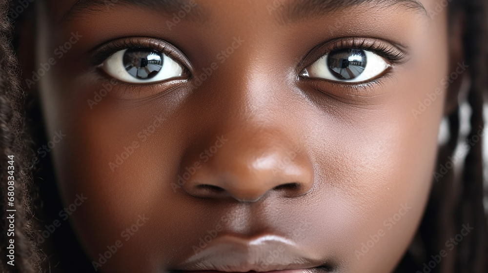 Close-up of a black child's face Close-up of a black child's face