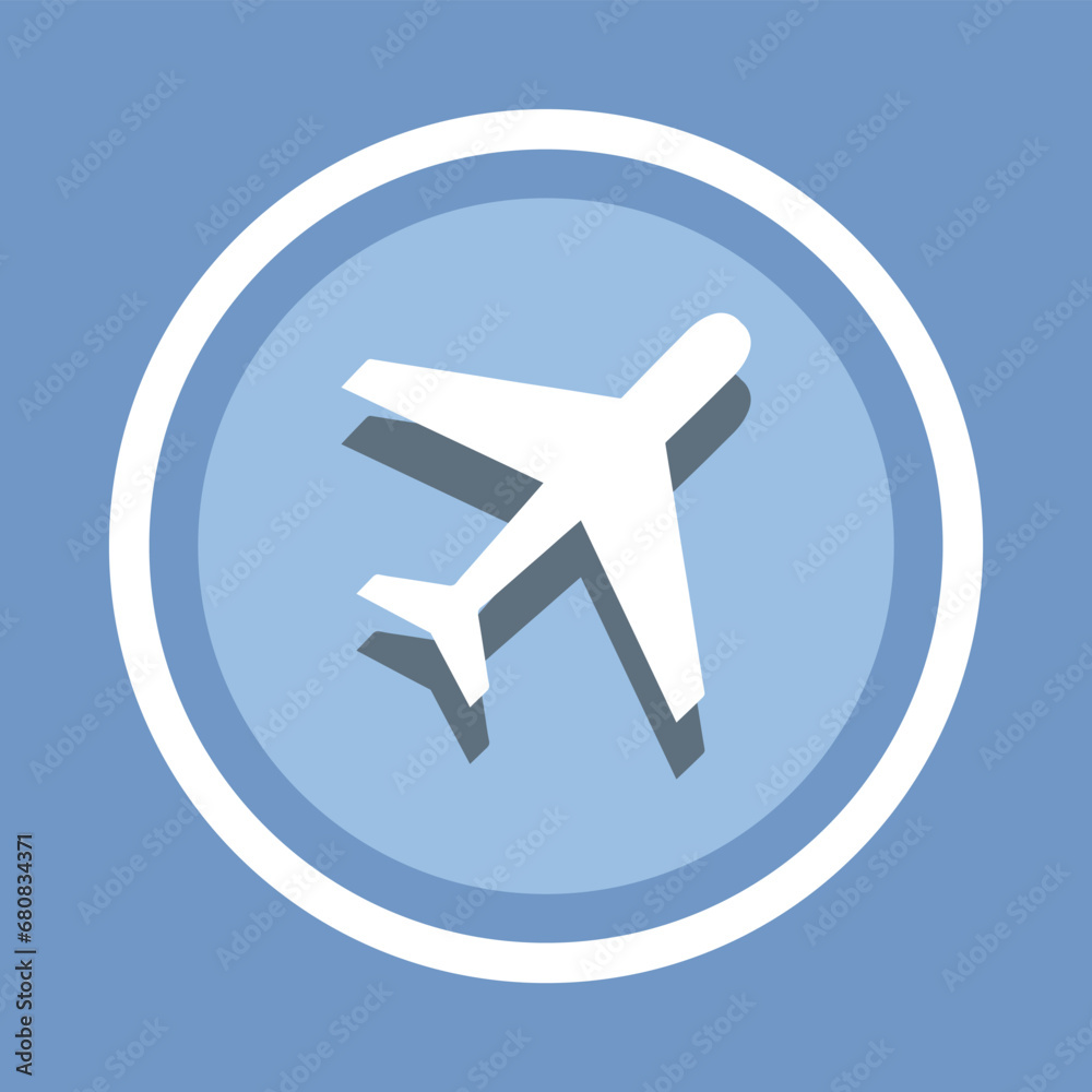 Airplane icon vector. Airplane icon sign symbol in trendy flat style. Airplane icon image, Airplane icon illustration isolated on blue background