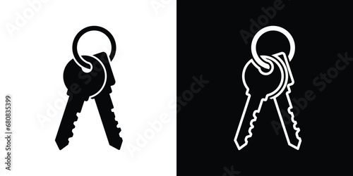 Keys on white and black background, Set of keys photo