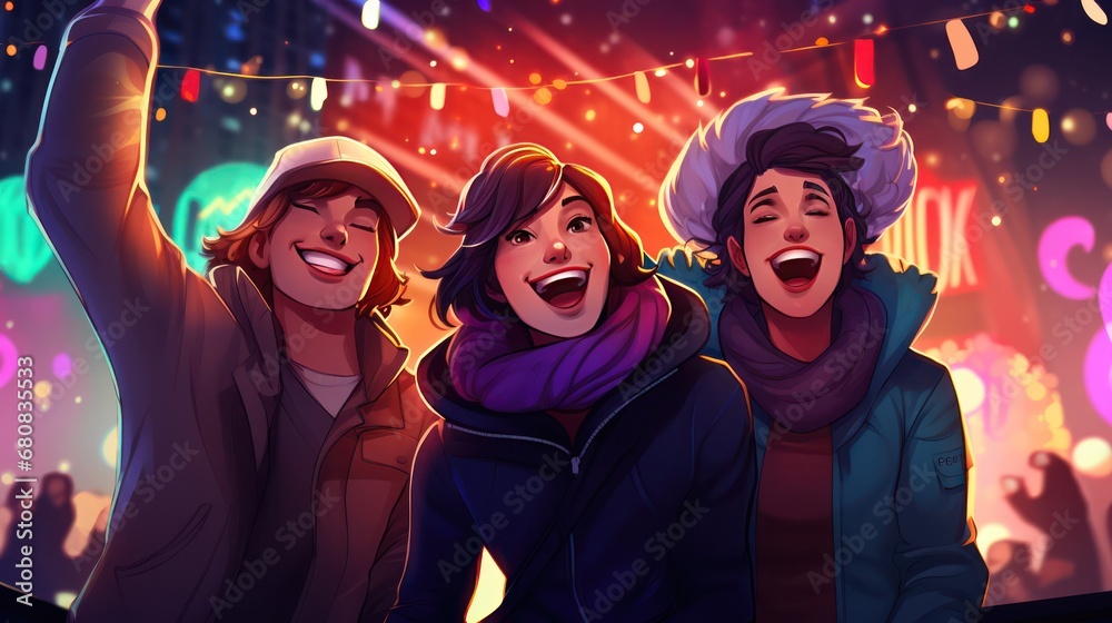 happy new year photo with people laughing happily happy new year photo with people laughing happily