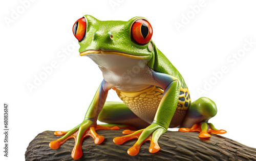Harmful Red Eyed Tree Frog Isolated On Transparent Background PNG.