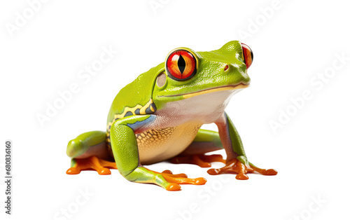 Dangerous Red Color Eyed Tree Frog Isolated On Transparent Background PNG.