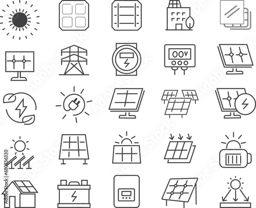 Solar line icon sets collection. Vector illustration graphics.