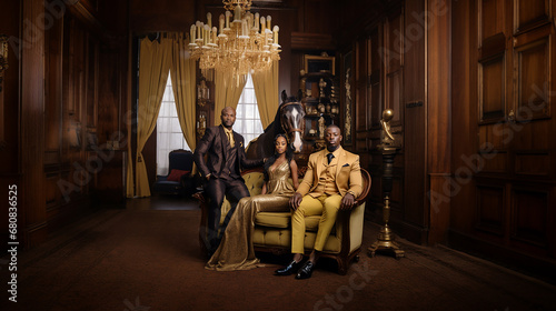 Wealthy black family portrait