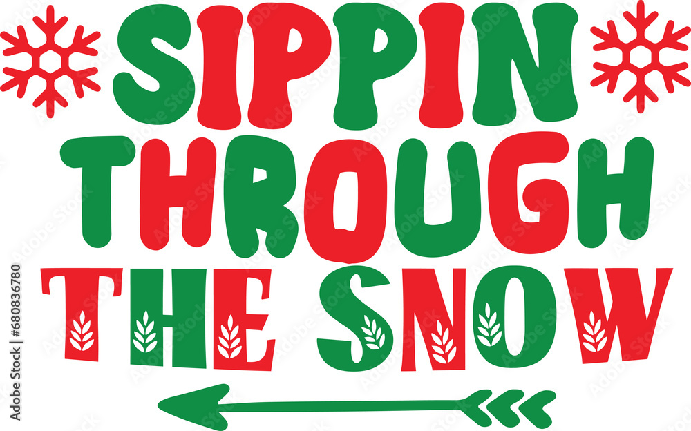 Fototapeta premium Sippin through the snow t-shirt