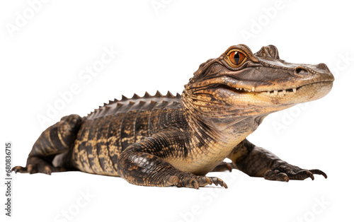 Dangerous Spectacled Caiman Isolated On Transparent Background PNG.