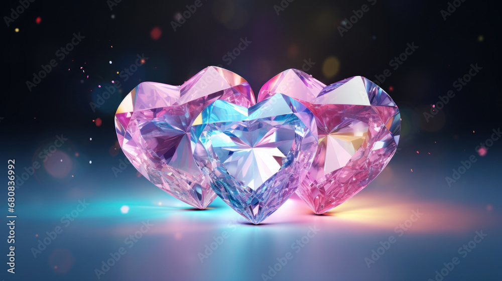 Fototapeta premium Crystal colorful hearts