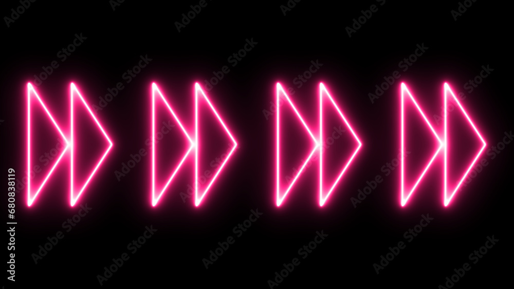A glowing directional arrow neon sign. Vector illustration.set of neon glowing colorful arrows design