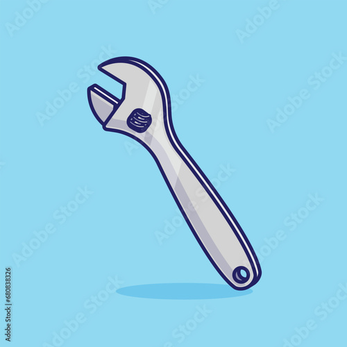 Adjustable wrench simple cartoon vector illustration carpentry tools concept icon isolated