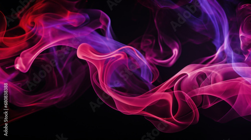 Red and purple smoke on a black background