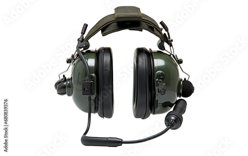 Black Color Tank Communication Headset Isolated On Transparent Background PNG.