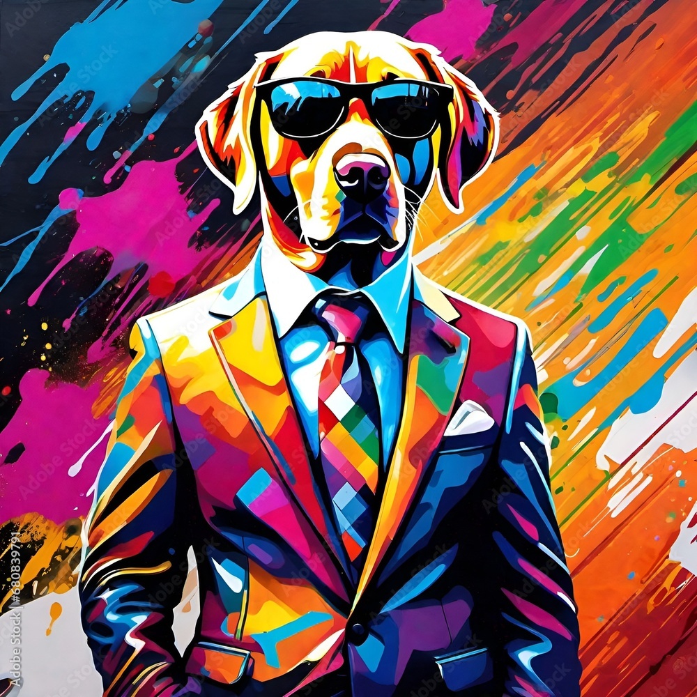 Dog wearing a suit