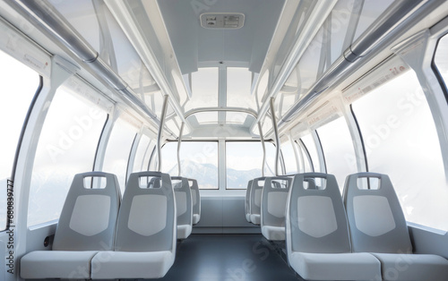 Comfortable Tram Passenger Cabin Isolated On Transparent Background PNG.