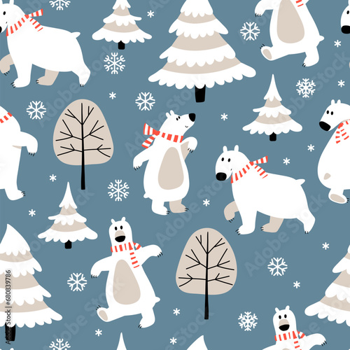 Funny polar bear kids background