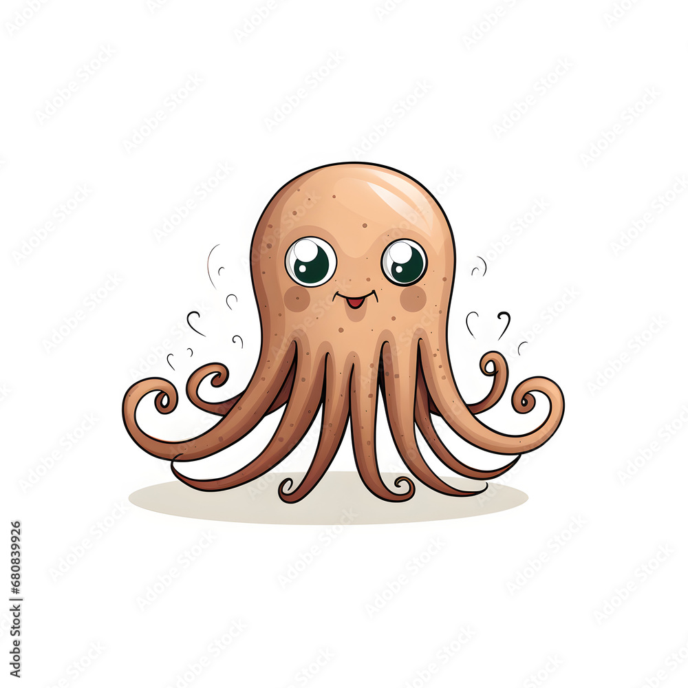 Fototapeta premium octopus character simple lines funny art on white background