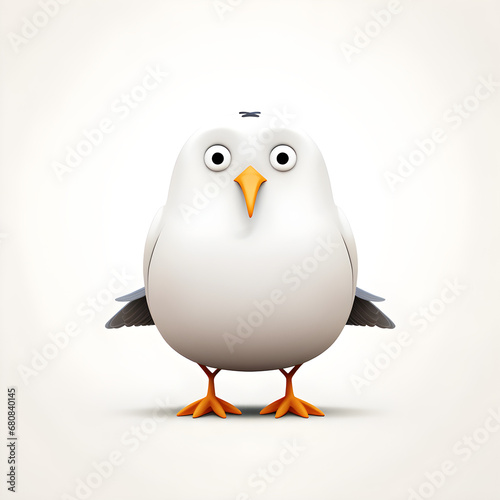 seagull character simple lines funny art on white background © sam