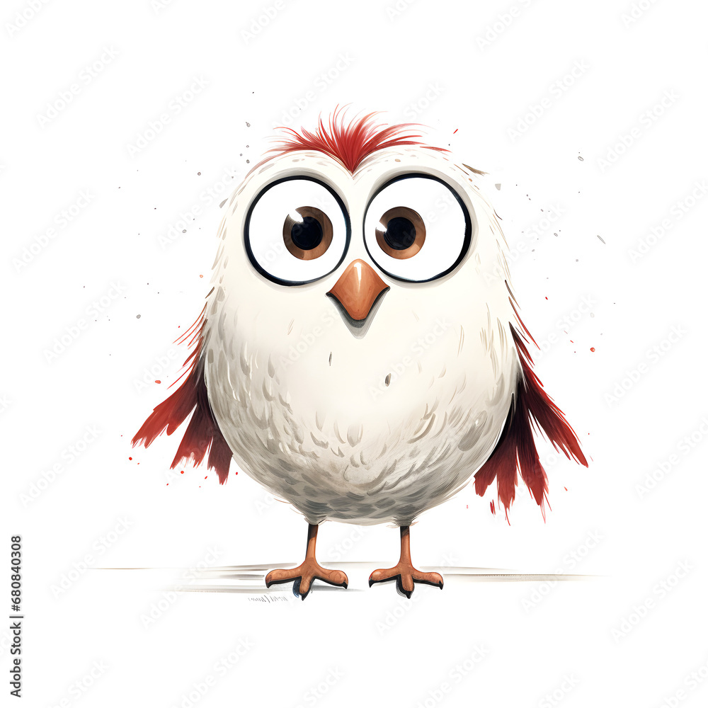 Fototapeta premium bird character simple lines funny art on white background