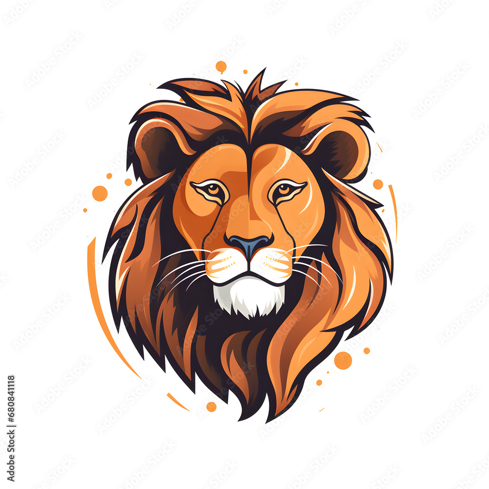 lion simple lines funny art on white background lion simple lines funny art on white background